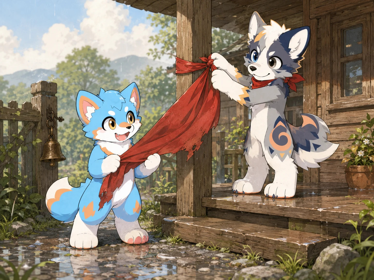 一起挂红布